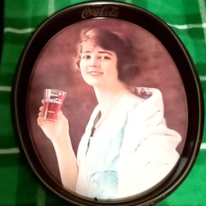 Coca Cola vintage 1973 oval  tray reproduction of original 1923 advertising sign